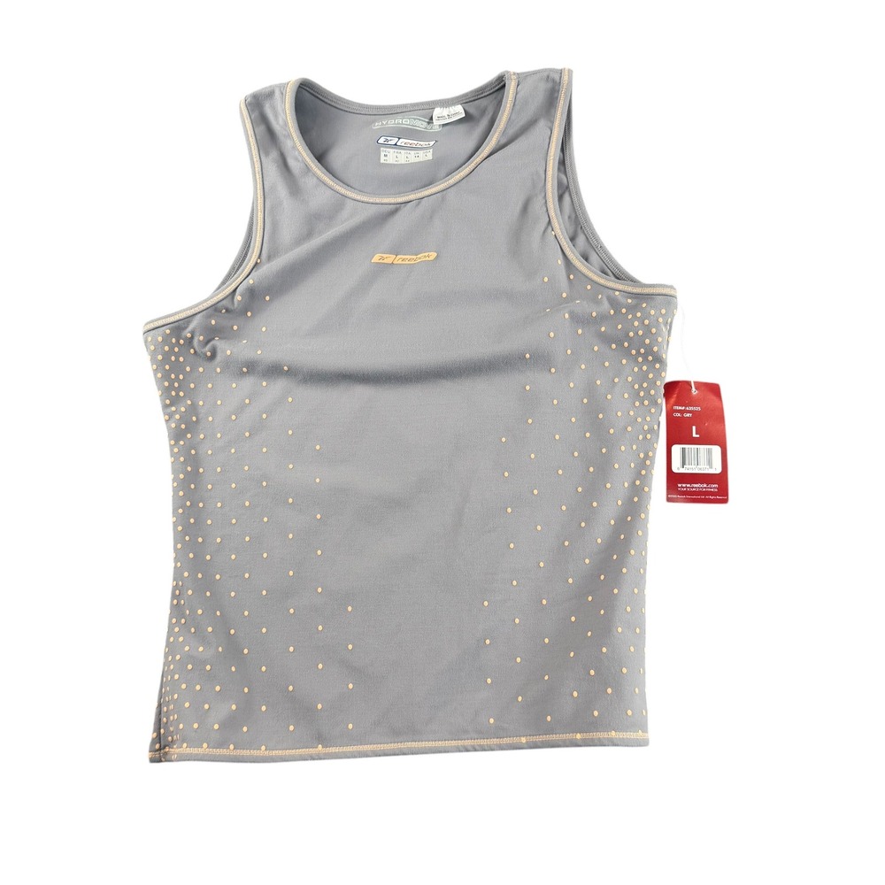 Reebok Hydromove Grey Peach Dotted Athletic Tank‎ Top Womens Large 635525 NEW